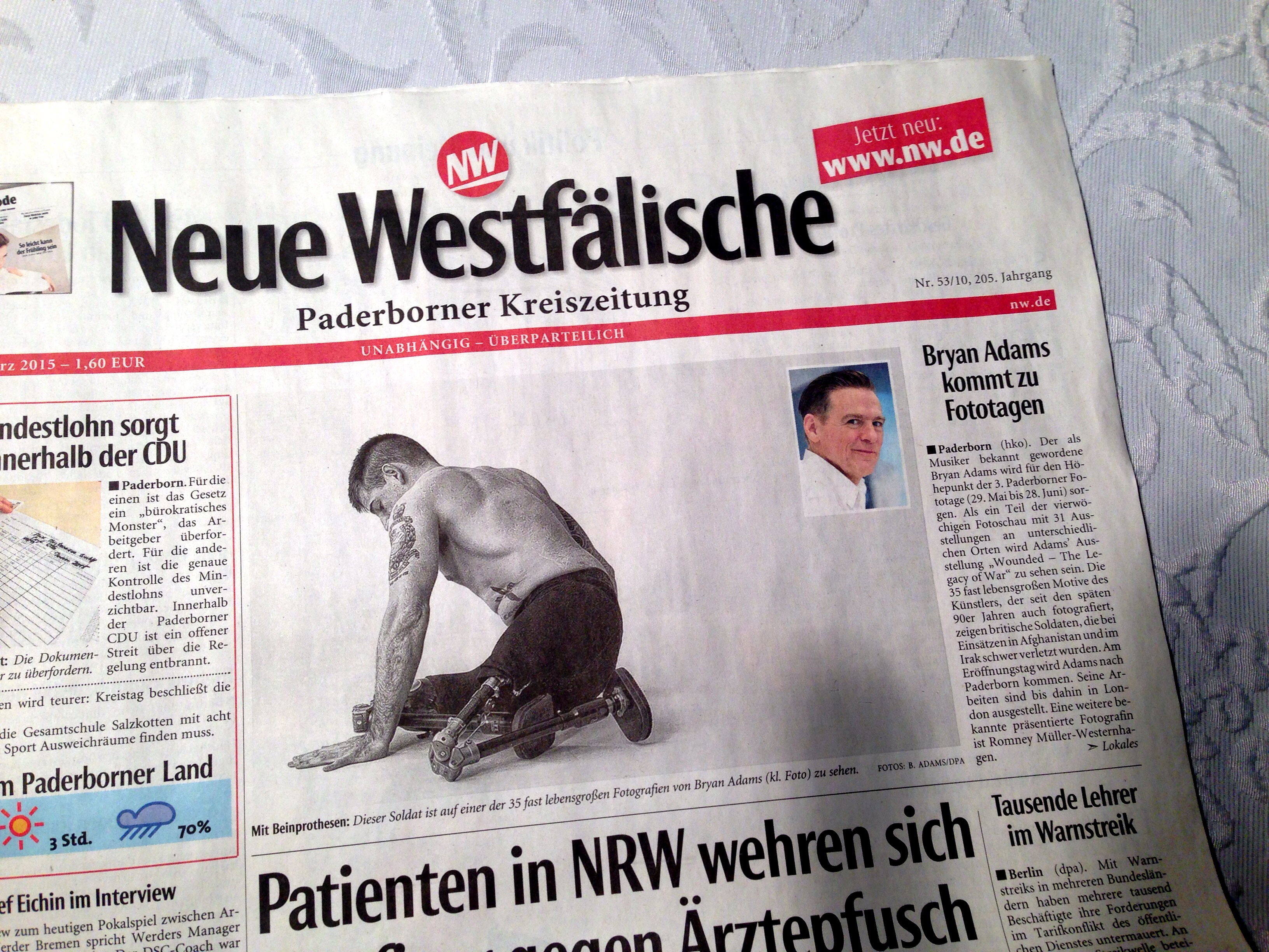 Titelseite „Neue Westfälische“